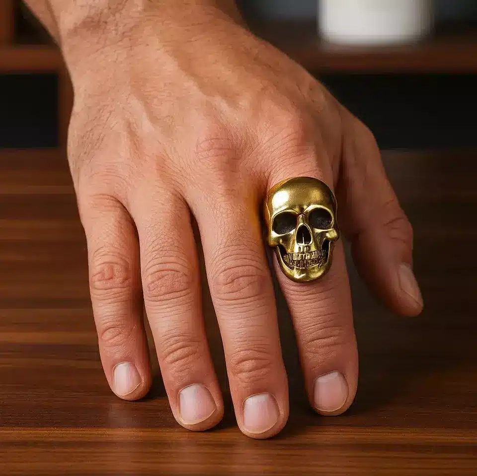 Ανδρικό χρυσό δαχτυλίδι κρανίο από ατσάλι – Skull design NRR0027 Ανδρικό χρυσό δαχτυλίδι κρανίο από ατσάλι – Skull design NRR0027