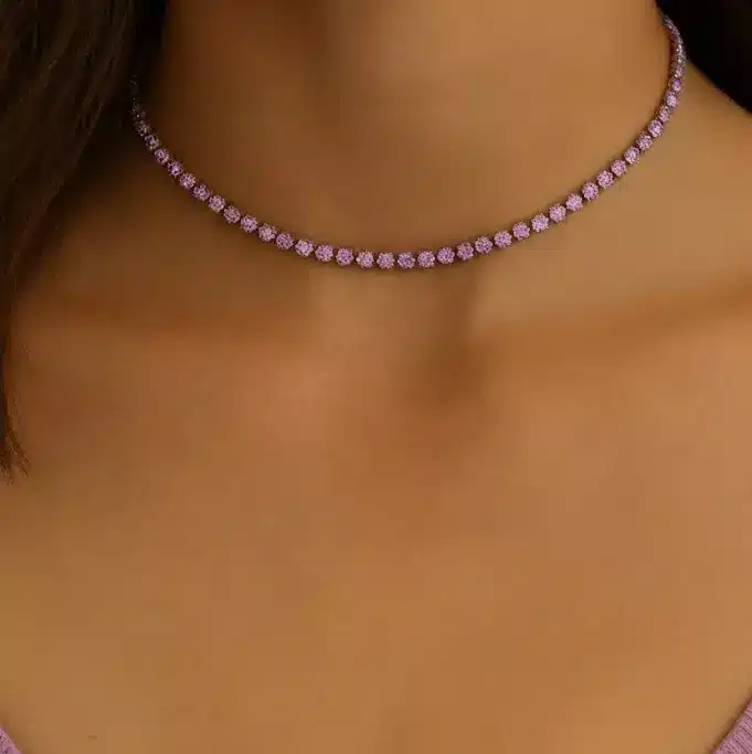 Ασημί Κολιέ με Μοβ Πέτρες Ζιργκόν – Elegant Minimal Κόσμημα NRWN0044 Ασημί Κολιέ με Μοβ Πέτρες Ζιργκόν – Elegant Minimal Κόσμημα NRWN0044