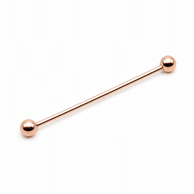 Industrial piercing με σφαιρικές άκρες σε ροζ χρυσό χρώμα NRI0022 Industrial piercing με σφαιρικές άκρες σε ροζ χρυσό χρώμα NRI0022