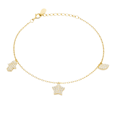 Βραχιόλι Ασήμι 925 Επιχρυσωμένο με Charms και Ζιργκόν NRWB0109 Βραχιόλι Ασήμι 925 Επιχρυσωμένο με Charms και Ζιργκόν NRWB0109