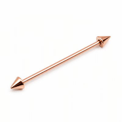 Industrial piercing με κωνικές άκρες σε ροζ χρυσό χρώμα NRI0007 Industrial piercing με κωνικές άκρες σε ροζ χρυσό χρώμα NRI0007