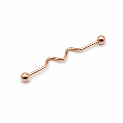 Industrial Piercing Ροζ Χρυσό με Wave Design NRI0014 Industrial Piercing Ροζ Χρυσό με Wave Design NRI0014