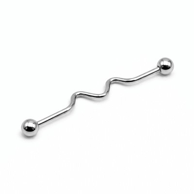 Industrial piercing κυματοειδής μπάρα με σφαιρικές άκρες ασημί NRI0021 Industrial piercing κυματοειδής μπάρα με σφαιρικές άκρες ασημί NRI0021