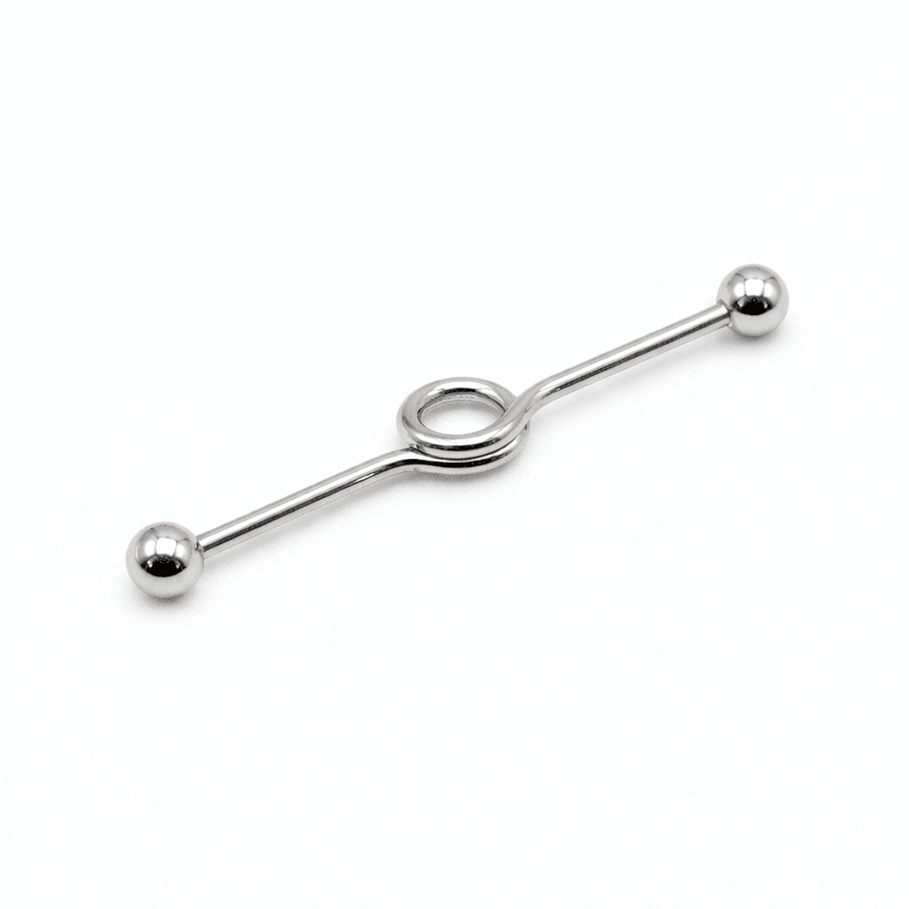 Industrial piercing με κυκλικό κρίκο σε ασημί χρώμα NRI0034 Industrial piercing με κυκλικό κρίκο σε ασημί χρώμα NRI0034