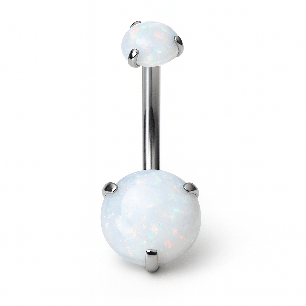 Piercing Αφαλού με Λευκή Οπάλ Πέτρα σε Ασημί Χρώμα SA0149 Piercing Αφαλού με Λευκή Οπάλ Πέτρα σε Ασημί Χρώμα SA0149