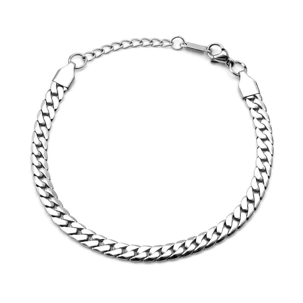 Ασημί ατσάλινο βραχιόλι curb chain – Ανδρικό βραχιόλι CAT0017 Ασημί ατσάλινο βραχιόλι curb chain – Ανδρικό βραχιόλι CAT0017