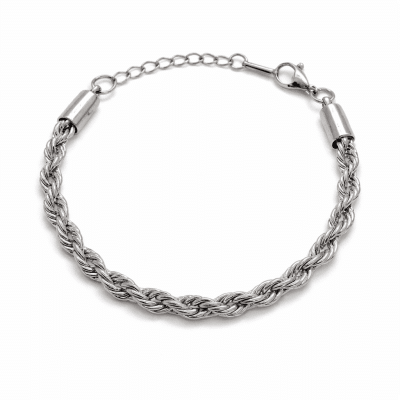 Ασημί ατσάλινο βραχιόλι πλεξούδα – Rope chain βραχιόλι CAT0022 Ασημί ατσάλινο βραχιόλι πλεξούδα – Rope chain βραχιόλι CAT0022