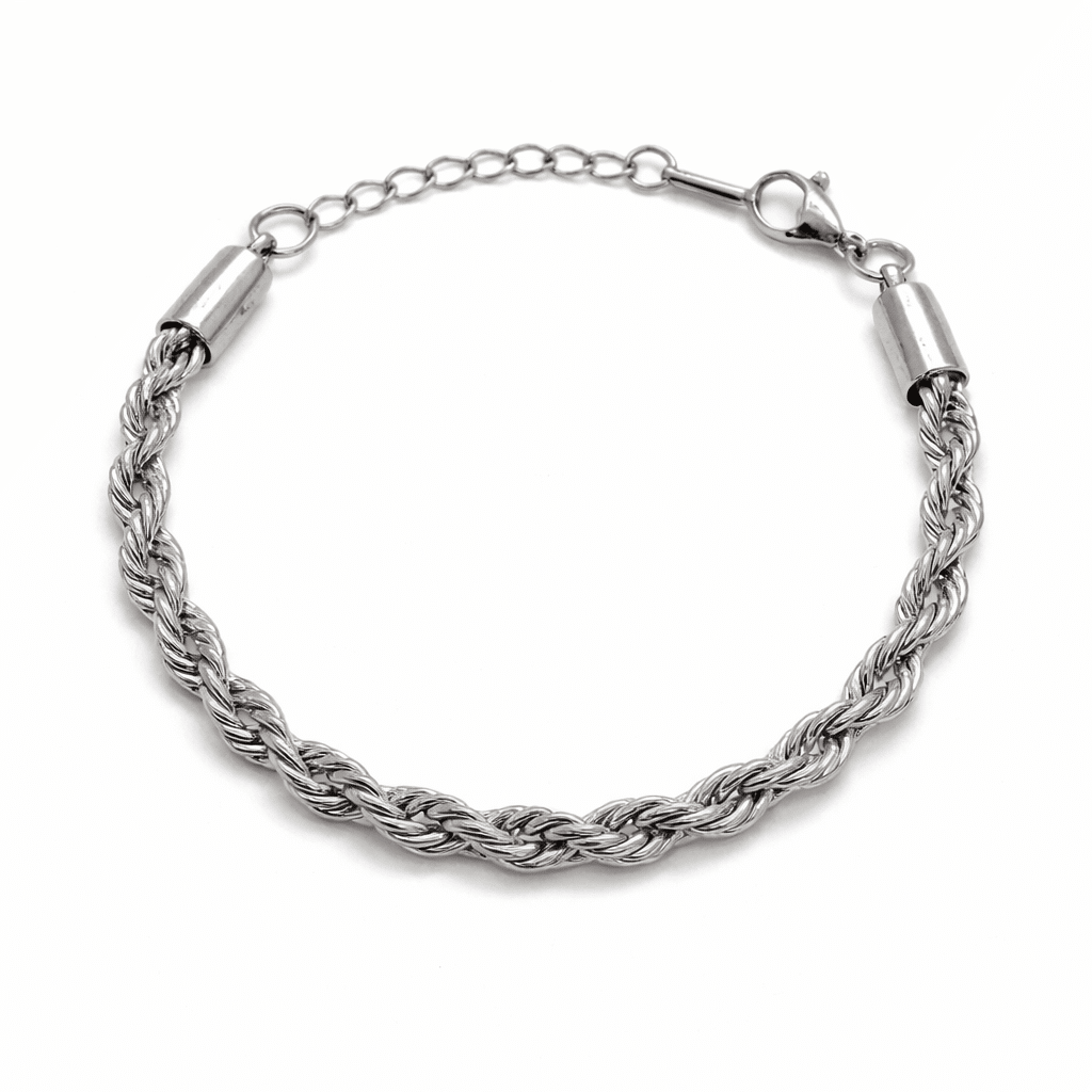 Ασημί ατσάλινο βραχιόλι πλεξούδα – Rope chain βραχιόλι CAT0022 Ασημί ατσάλινο βραχιόλι πλεξούδα – Rope chain βραχιόλι CAT0022