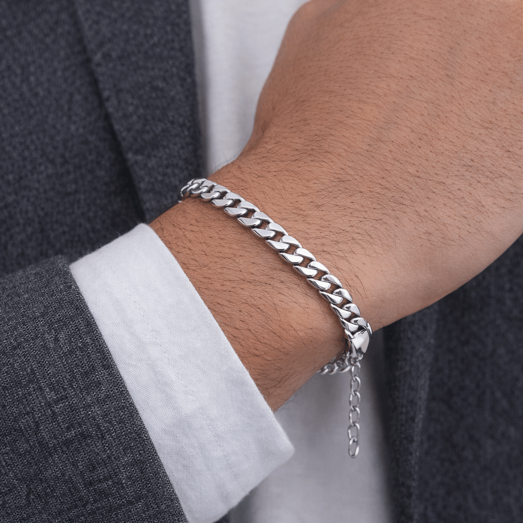 Ασημί ατσάλινο βραχιόλι curb chain – Ανδρικό βραχιόλι CAT0017 Ασημί ατσάλινο βραχιόλι curb chain – Ανδρικό βραχιόλι CAT0017