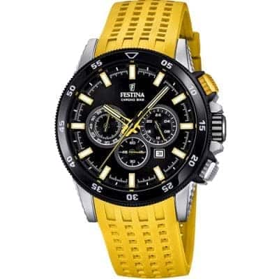 ανδρικό ρολόι festina chrono bike κίτρινο λουρί