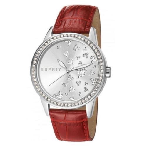 Esprit Γυναικείο Ρολόι Κόκκινο με Δερμάτινο Λουράκι και Ζιργκόν ES107312001 Esprit Γυναικείο Ρολόι Κόκκινο με Δερμάτινο Λουράκι και Ζιργκόν ES107312001