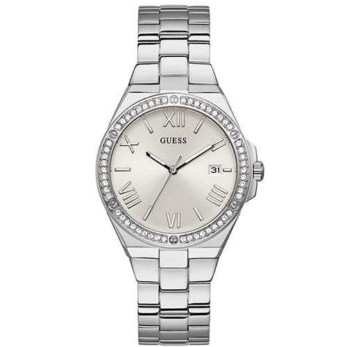 Γυναικείο Ρολόι Guess Ασημί με Κρύσταλλα και Μπρασελέ 38mm GW0286L1 Γυναικείο Ρολόι Guess Ασημί με Κρύσταλλα και Μπρασελέ 38mm GW0286L1