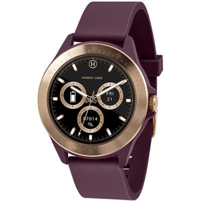 Smart watch Harry Lime μπορντό ροζ χρυσό σιλικόνης