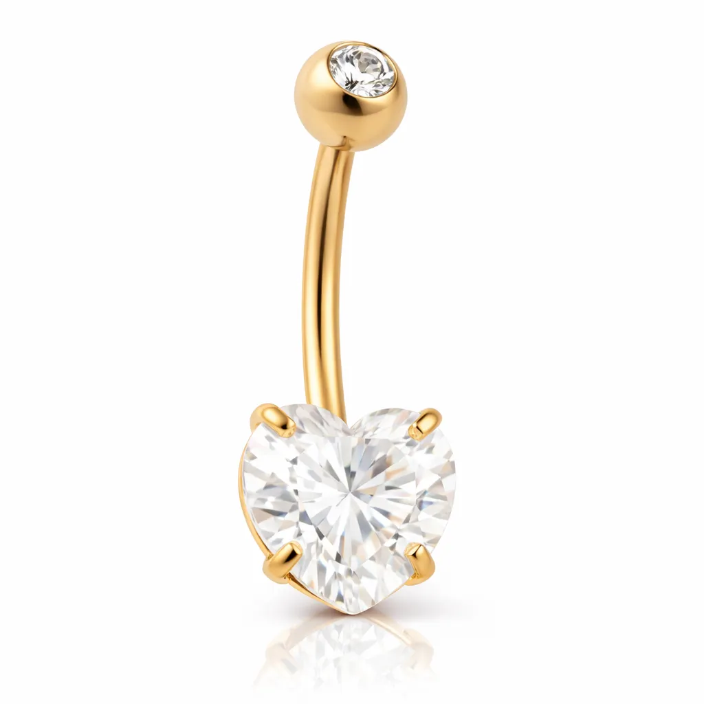 Piercing Αφαλού Χρυσό Καρδιά με Ζιργκόν SA040 Piercing Αφαλού Χρυσό Καρδιά με Ζιργκόν SA040