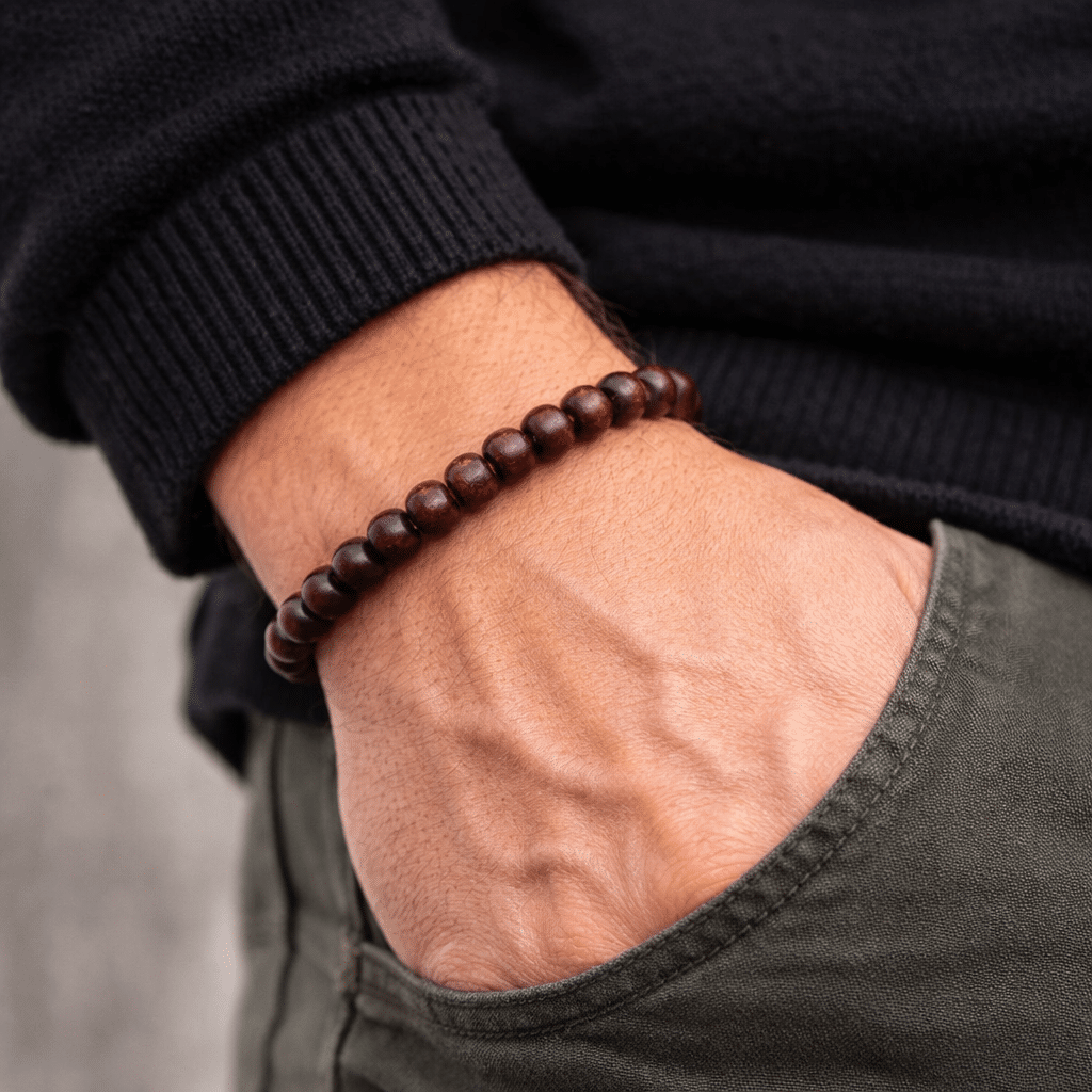 Ξύλινο βραχιόλι καφέ – Φυσικό unisex βραχιόλι με MAN66 Ξύλινο βραχιόλι καφέ – Φυσικό unisex βραχιόλι με MAN66