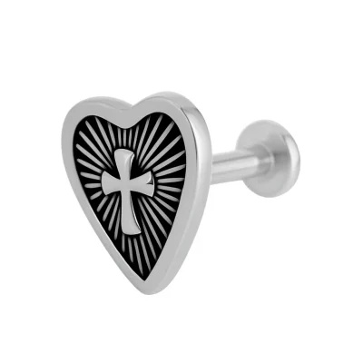 Helix καρδιά σταυρός piercing – ασημί symbolic σχέδιο SS161
