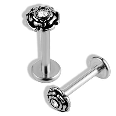 Helix Piercing Τριαντάφυλλο Ζιργκόν Ασημί Elegant Design SS171A