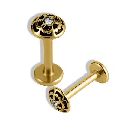Helix Piercing Ανάγλυφο Σχέδιο Ζιργκόν Χρυσό Elegant SS170A