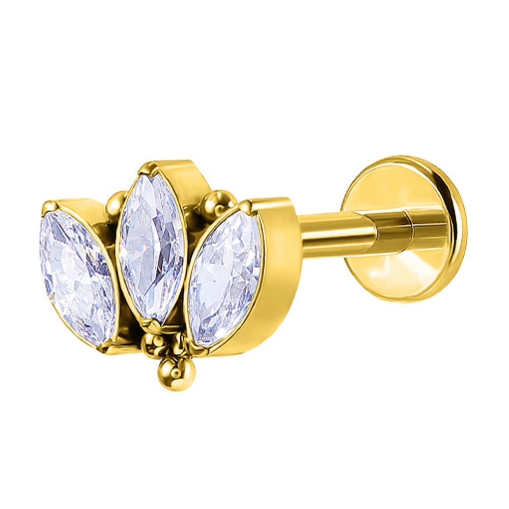Helix Piercing Ζιργκόν Χρυσό – Elegant Triple Design SS133A Helix Piercing Ζιργκόν Χρυσό – Elegant Triple Design SS133A