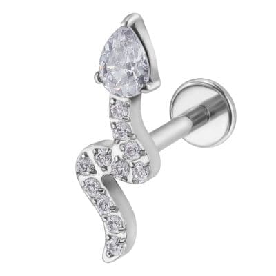 Helix Piercing Φίδι με Ζιργκόν Ασημί Design SS128B