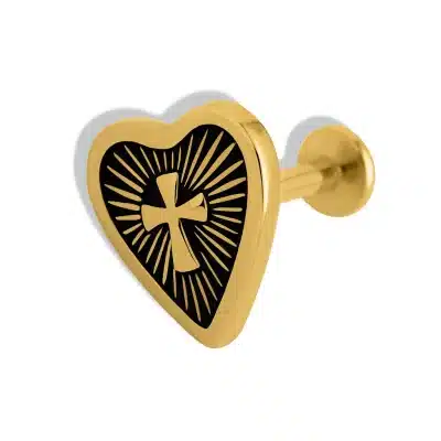 Helix Piercing Καρδιά με Σταυρό Χρυσό Design SS161B