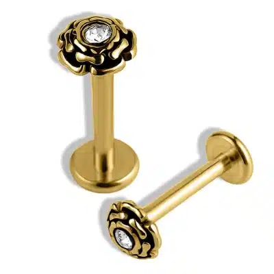 helix piercing τριαντάφυλλο χρυσό ζιργκόν close up