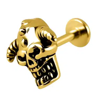 helix piercing νεκροκεφαλή με κέρατα χρυσό
