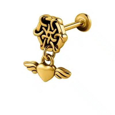 Helix piercing χρυσό καρδιά με φτερά