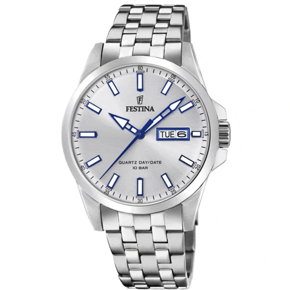 Ανδρικό Ρολόι Festina Quartz Day-Date 41mm Ατσάλινο Μπρασελέ 100M F20357/1 Ανδρικό Ρολόι Festina Quartz Day-Date 41mm Ατσάλινο Μπρασελέ 100M F20357/1