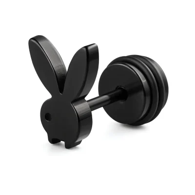 μαύρο σκουλαρίκι ατσάλινο playboy bunny