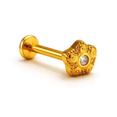 Helix Piercing με Ανάγλυφο Σχέδιο Αστεριού και Ζιργκόν SS164