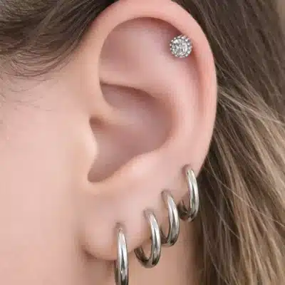 Χρυσό Helix Piercing Στρογγυλό Ζιργκόν SS205B