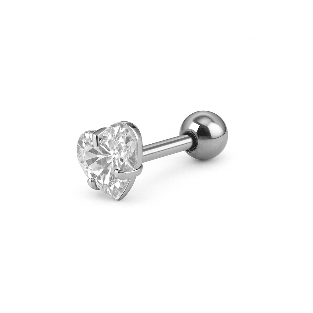 Ασημί piercing helix καρδιά με κρύσταλλο SS251 Ασημί piercing helix καρδιά με κρύσταλλο SS251
