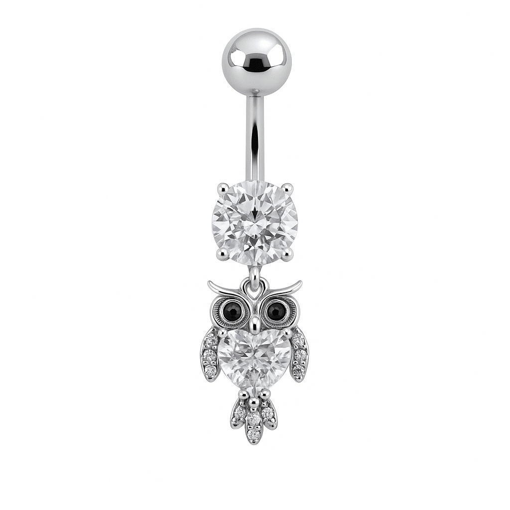 Piercing αφαλού ατσάλινο κουκουβάγια – Κρεμαστό ασημί κόσμημα SA1042 Piercing αφαλού ατσάλινο κουκουβάγια – Κρεμαστό ασημί κόσμημα SA1042