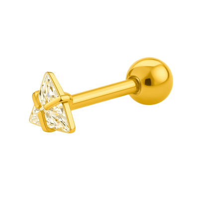 Χρυσό Helix Piercing με Τρίγωνο Ζιργκόν  SS245