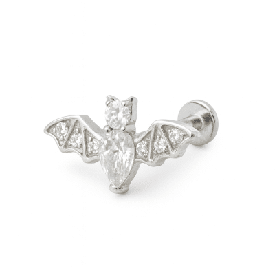 Ασημί Helix Piercing Νυχτερίδα με Ζιργκόν SS207B Ασημί Helix Piercing Νυχτερίδα με Ζιργκόν SS207B