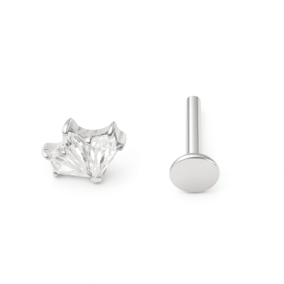 Ασημί Helix Piercing Φύλλο με Ζιργκόν  SS206B