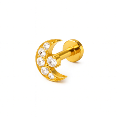 Helix Piercing με Minimal Σχέδιο Φεγγαριού και Ζιργκόν SS204A