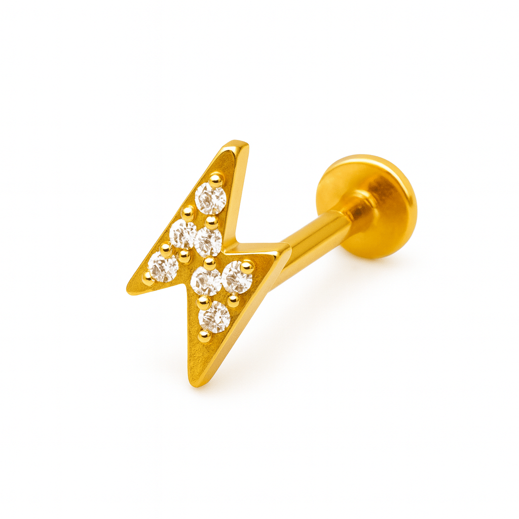 Χρυσό Helix Piercing Κεραυνός με Ζιργκόν SS209A Χρυσό Helix Piercing Κεραυνός με Ζιργκόν SS209A