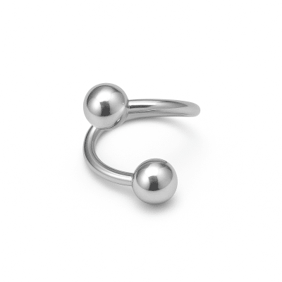 Ασημένιο ear cuff με μπίλιες