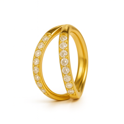 Χρυσό piercing κρικάκι διπλό με πέτρες λαμπερό SS256