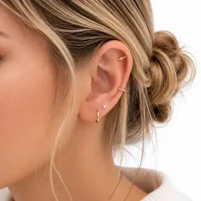 Ροζ χρυσό piercing κώνος με επίπεδη βάση SS163