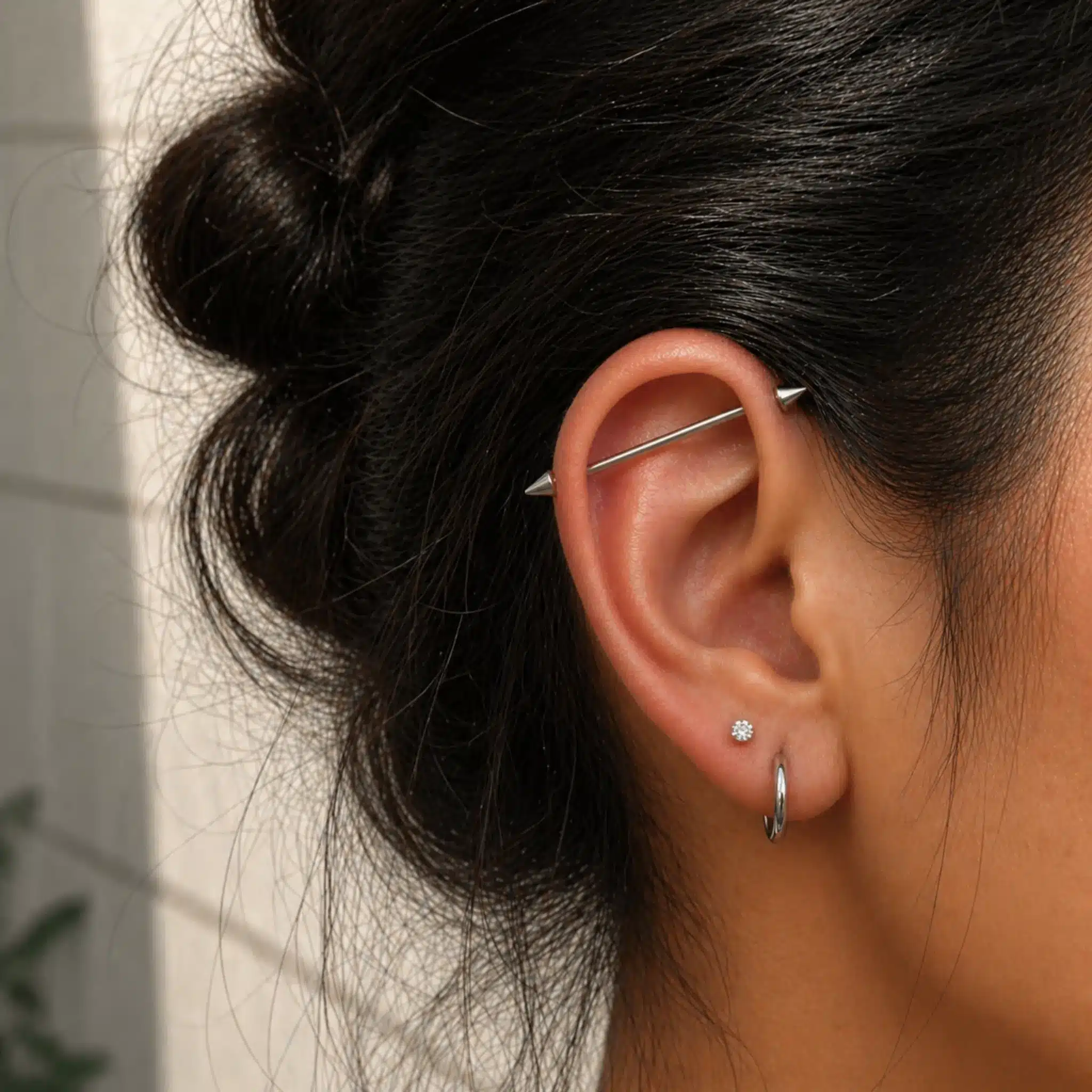 Industrial Piercing Μπάρα με Κώνους – Ασημί Minimal NRI0046 Industrial Piercing Μπάρα με Κώνους – Ασημί Minimal NRI0046