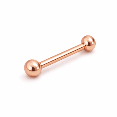 Ροζ χρυσό piercing με διπλή μπίλια και ίσια μπάρα SS266 Ροζ χρυσό piercing με διπλή μπίλια και ίσια μπάρα SS266