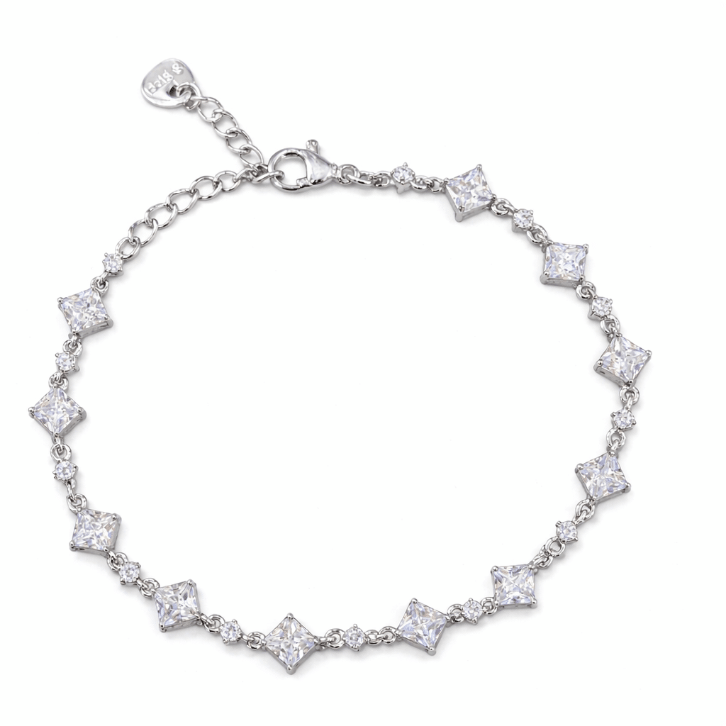 Ασημένιο Βραχιόλι με Τετράγωνα Ζιργκόν Princess Cut – Λάμψη Πολυτέλειας NRWB2005 Ασημένιο Βραχιόλι με Τετράγωνα Ζιργκόν Princess Cut – Λάμψη Πολυτέλειας NRWB2005